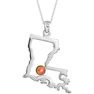 Louisiana Pendant Sterling Silver Crystal Jewelry Necklace